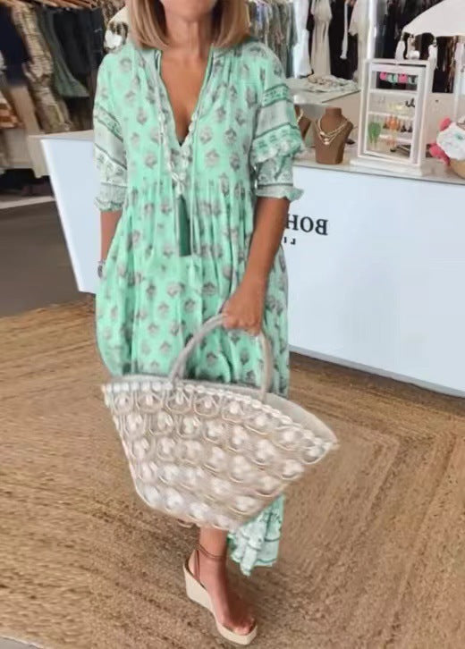 Vestido Boho Escote Estampado
