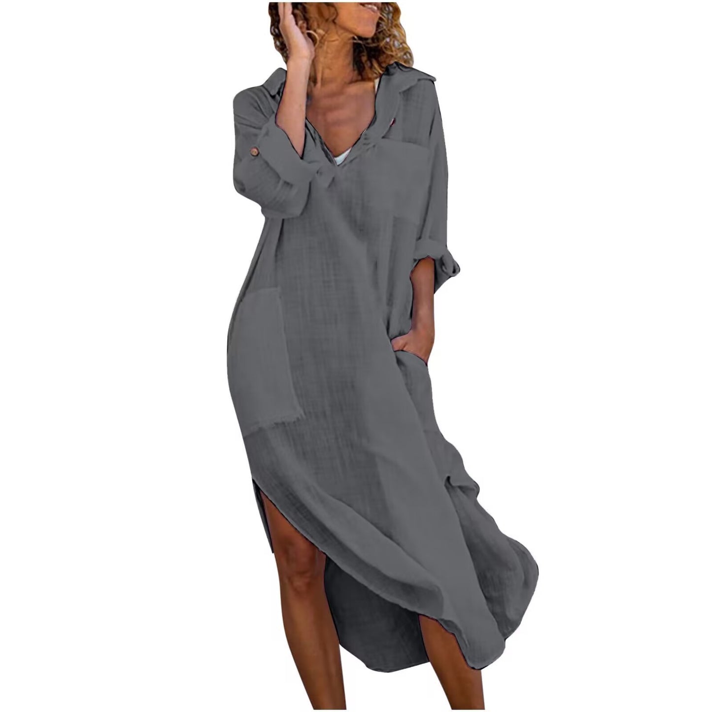 Vestido Camisero Abertura Chic